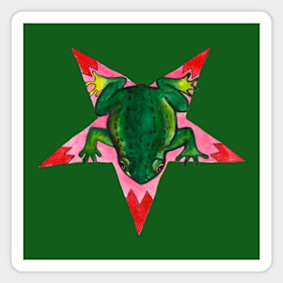 Satanic star green frog Magnet